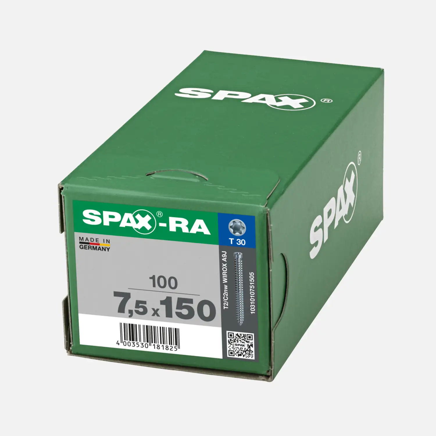 100 SPAX-RA Zyko Fensterrahmenschrauben 7,5x150 mm, verzinkt TX30, Zylinderkopf