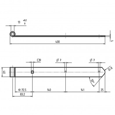 1 Ladenband halbschwer gerade Form abgerundet Edelstahl A2 13mm Rolle 400x40mm