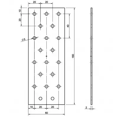 1 Standard Lochblech feuerverzinkt 60x160x2 mm