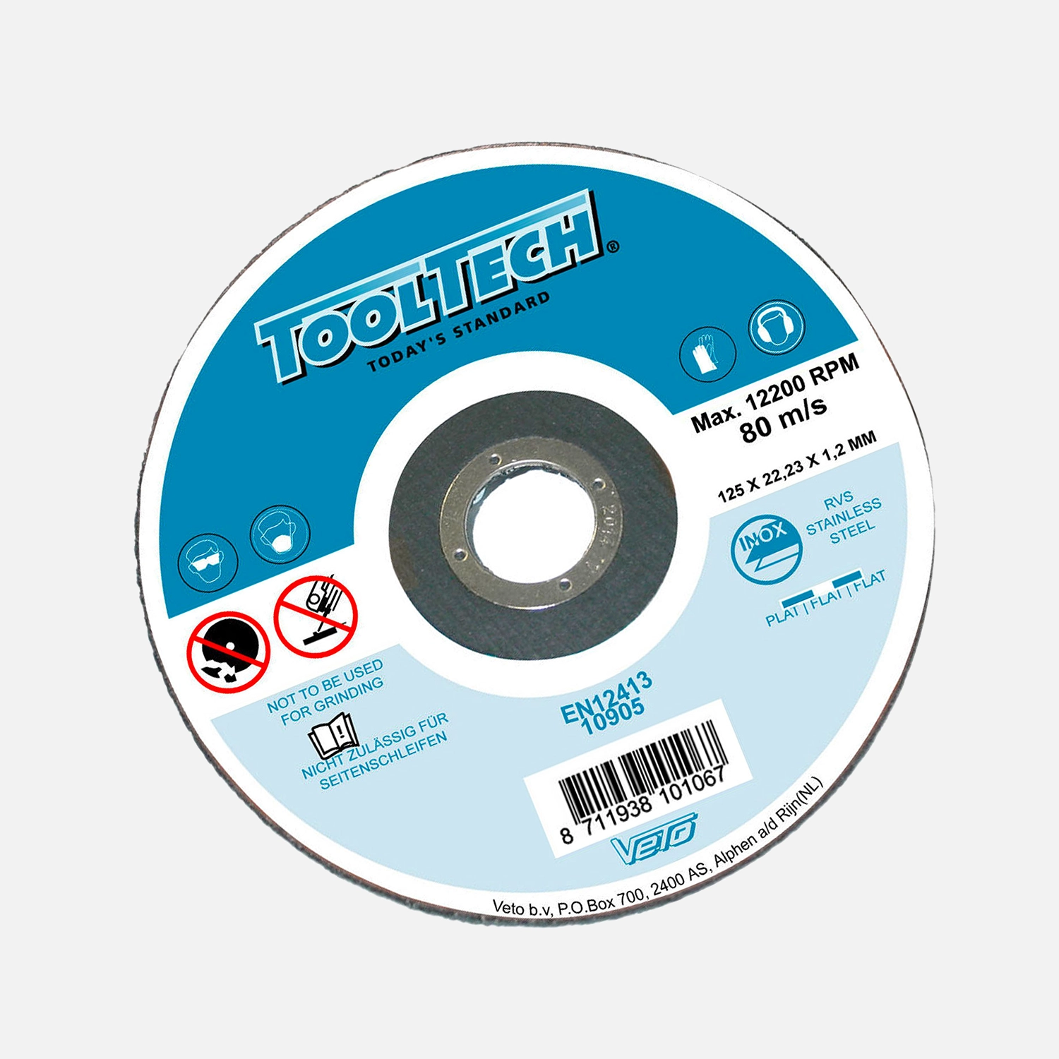 10 Trennscheiben extraflach, Inox, 125 mm, 1,2 mm dick, 22 mm Bohrung