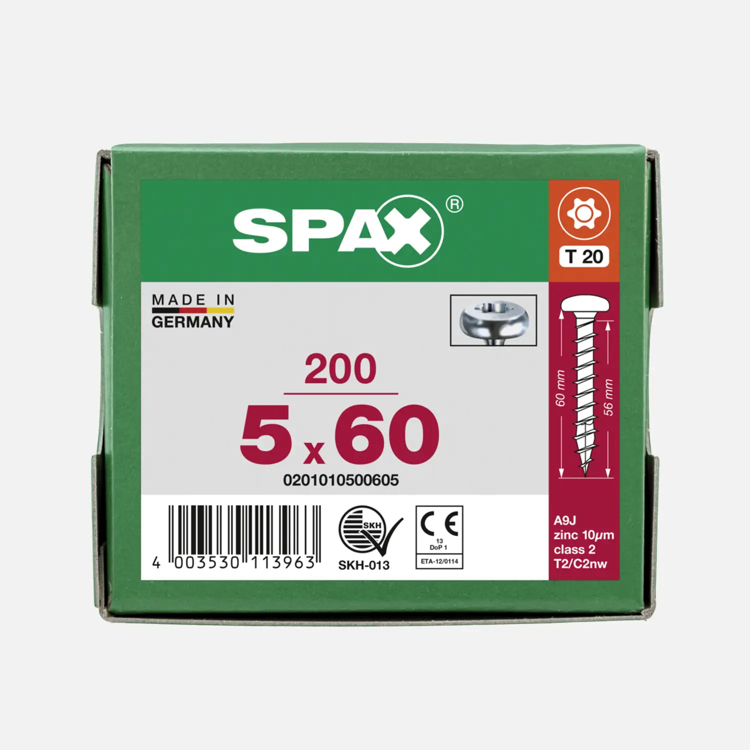 200 SPAX Universalschrauben 5x60 mm - verzinkt - T-Star - Halbrundkopf