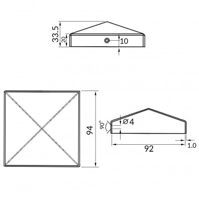 1 Pfostenkappe flach Stahl feuerverzinkt 91x91 mm