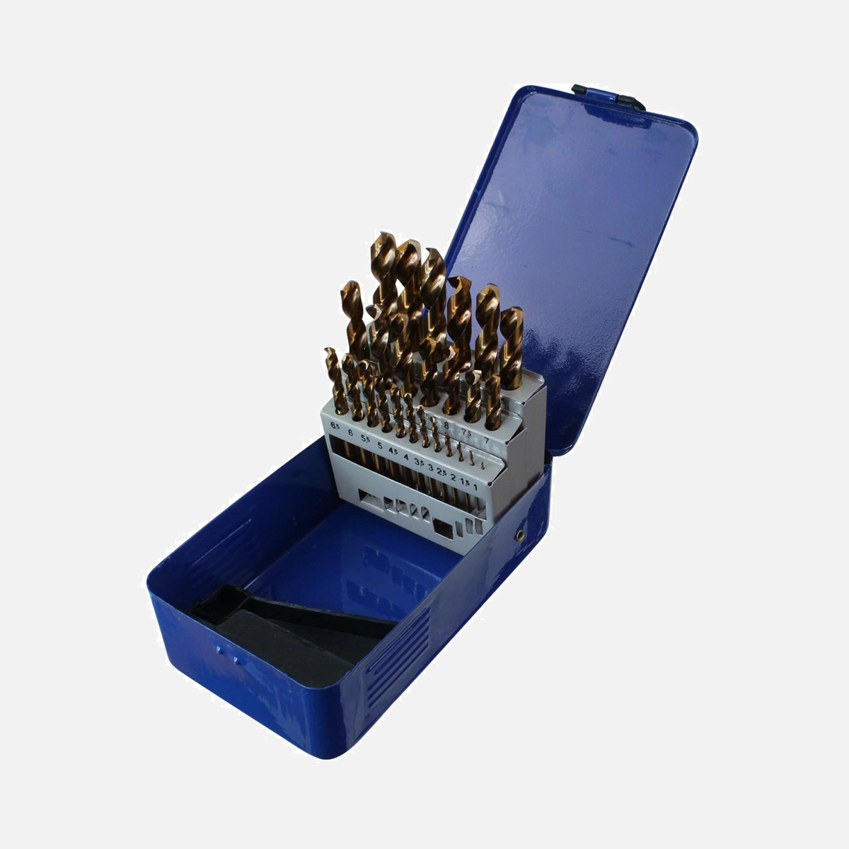 25 tlg Spiralbohrer Sortiment DIN 338 HSS-E Co, 5% Kobalt, geschliffen 1-13 mm