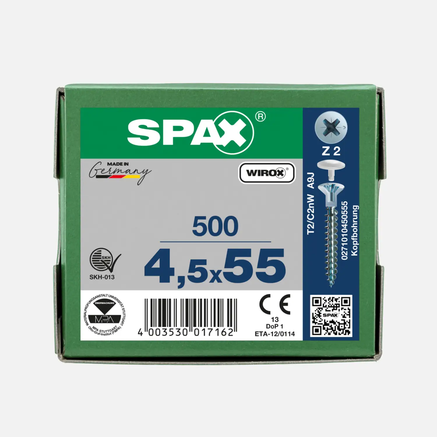 500 SPAX Spanplattenschrauben Senkkopf PZ galvanisch verzinkt 4,5x55
