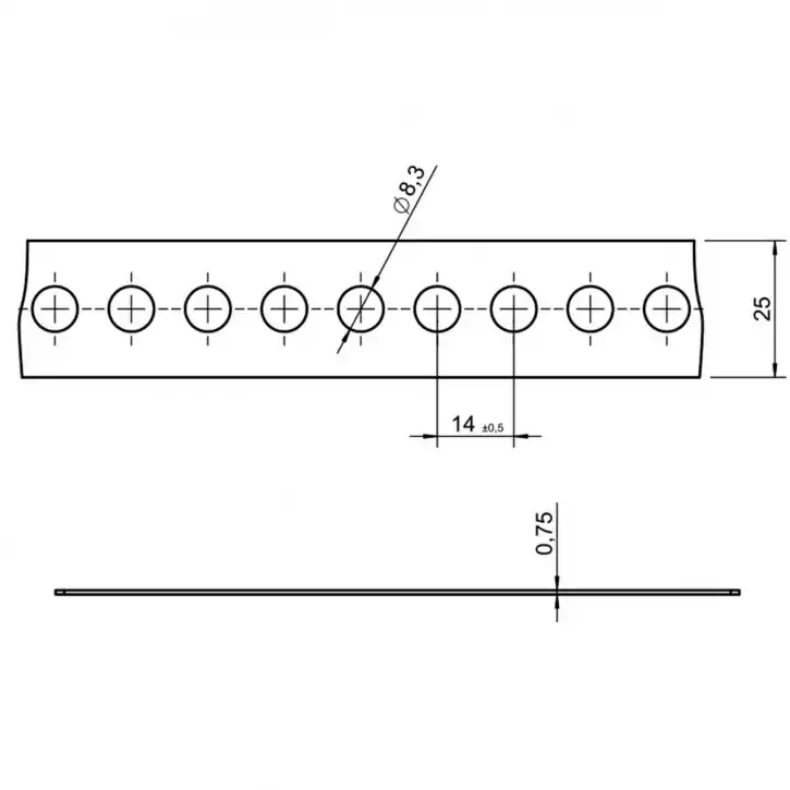 10 m Lochband in Kunststoff Abrollbox verzinkt 25x0,75