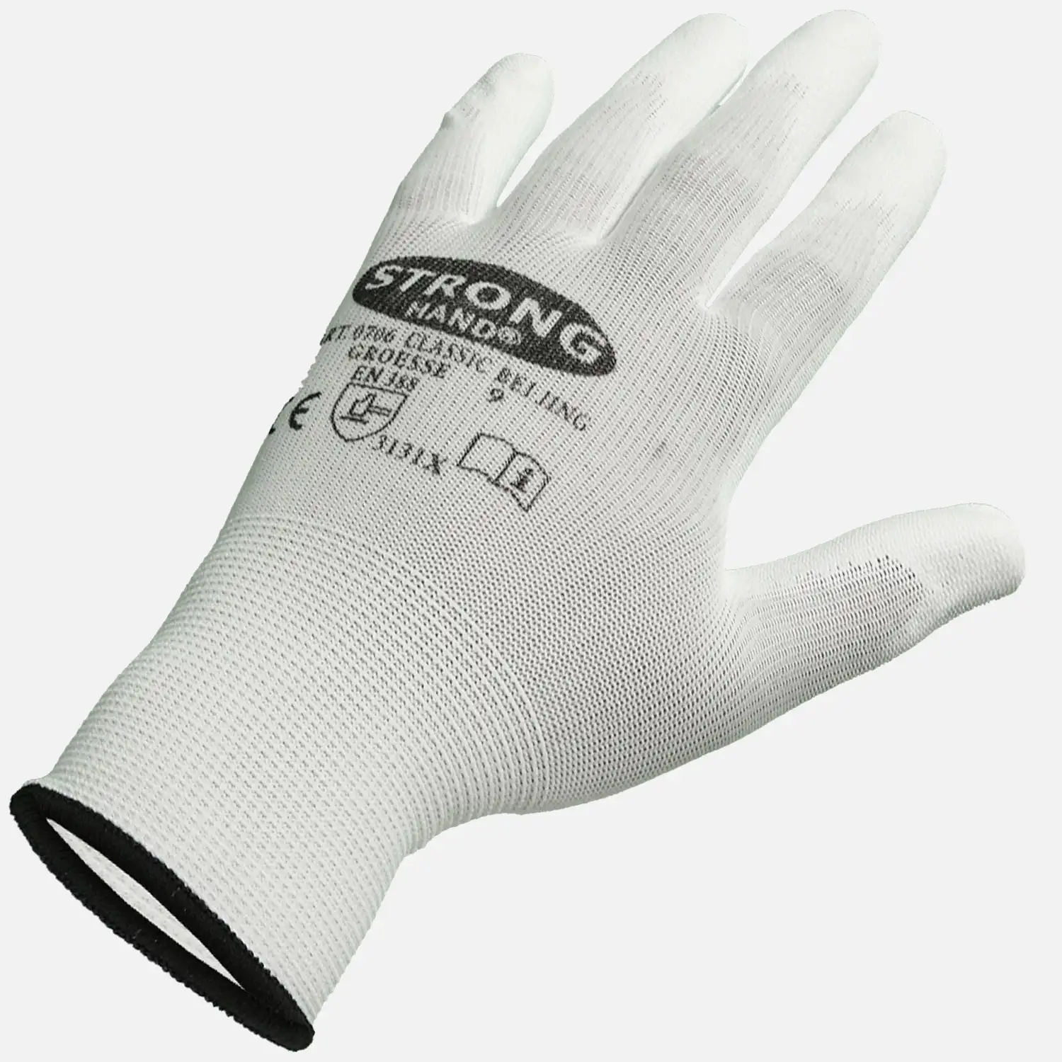 1 Paar Feinstrick - Schutzhandschuhe, teilbeschichtet, weiß, Gr. 09