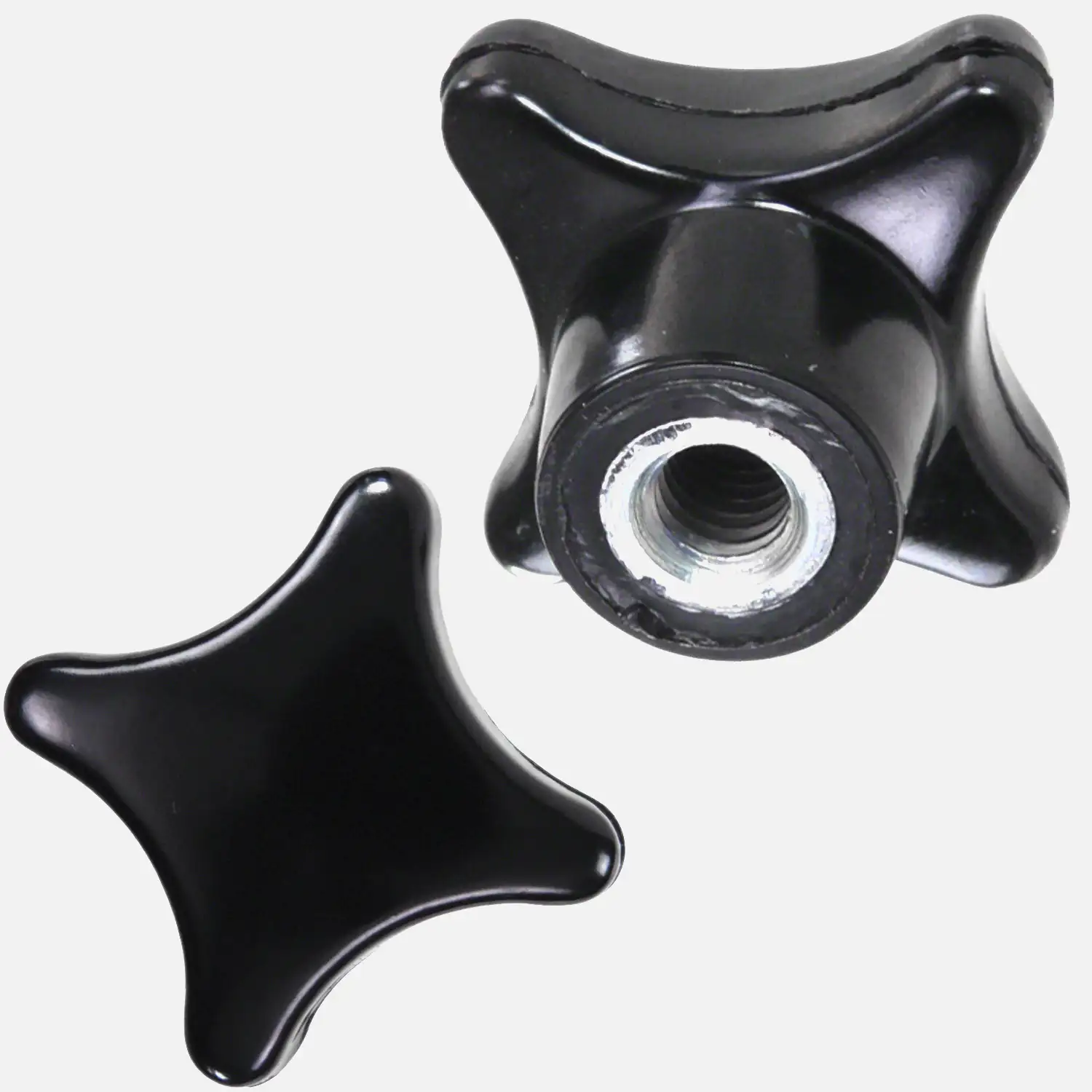 10 Kreuzgriffe M10, Kunststoff, 50mm Griff-Ø, DIN 6335, verzinkte Gewindebuchse