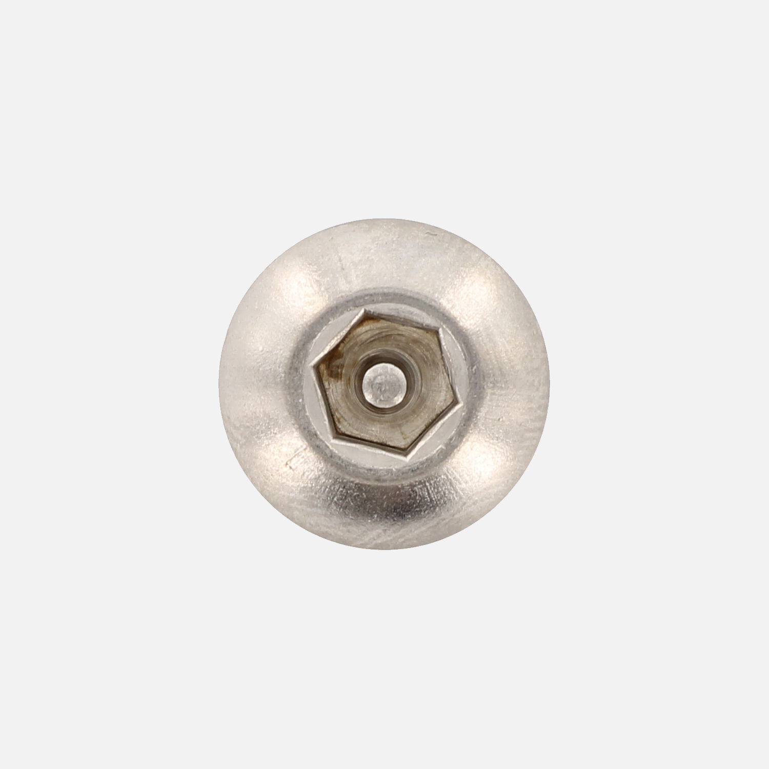 Sicherheitschrauben, Flachrundkopf, Antrieb Hex mit Loch/Tamper 2, Edelstahl A2 - Kopf