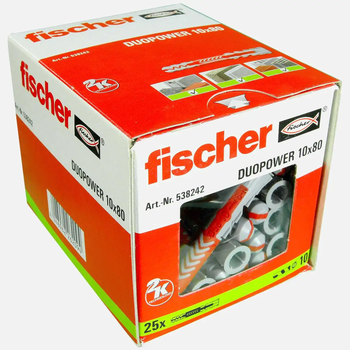 25 FISCHER DUOPOWER Nylon-Dübel - 10x80 mm