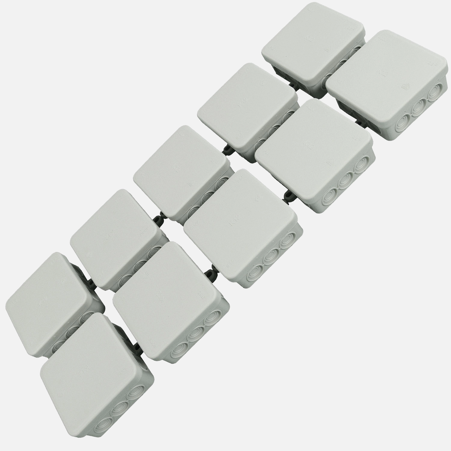 10 VDE-Aufputz Abzweigdosen, Verteilerdosen, PE, Feuchtraum, IP55, 85x85 mm