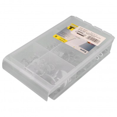 192 tlg. Muttern & U-Scheiben Sortiment DIN 125, 934, 9021 - verzinkt - M4-M12