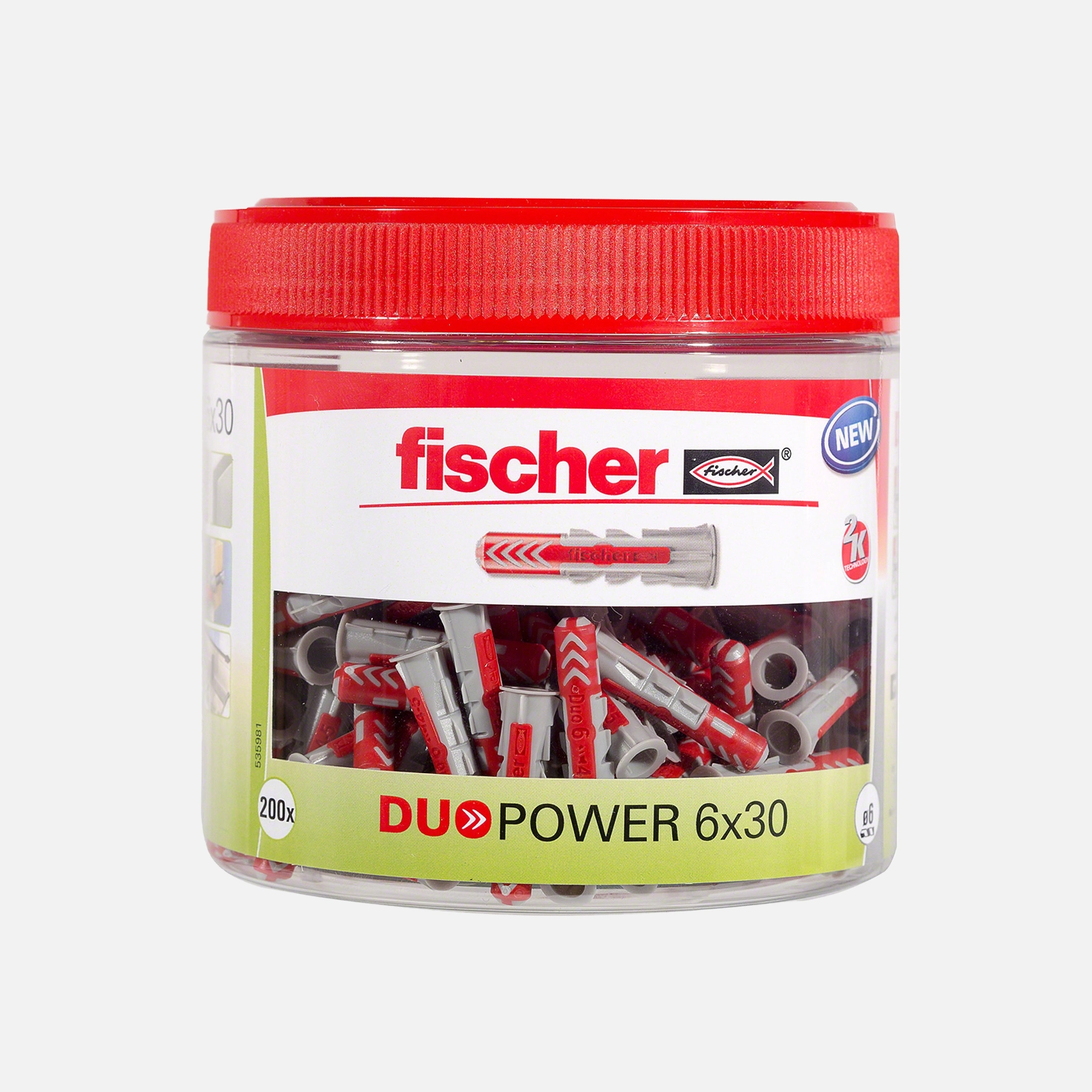 200 FISCHER DUOPOWER Nylon-Dübel - 6x30 mm in Runddose