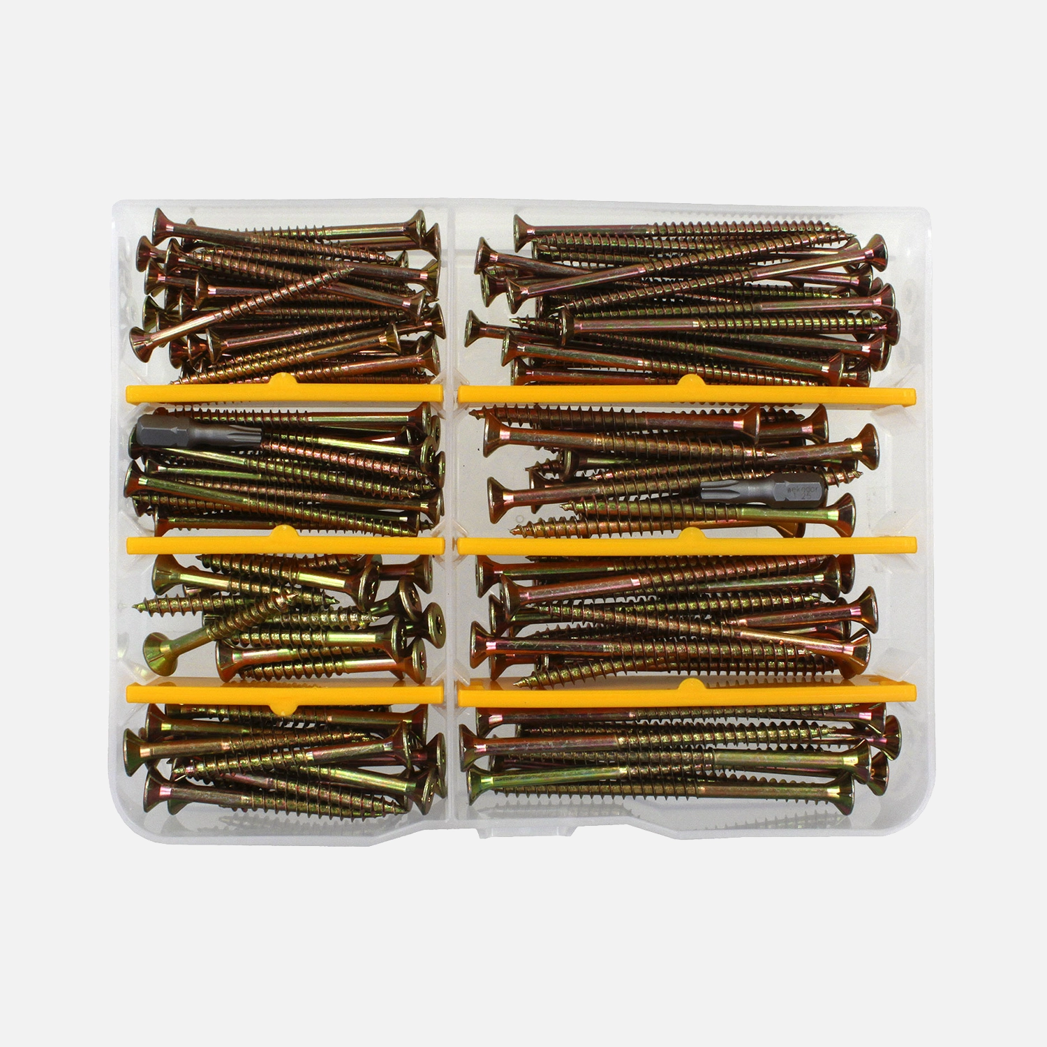 152 tlg Spanplattenschrauben Sortiment - verzinkt - Senkkopf - Torx - inkl. Bits