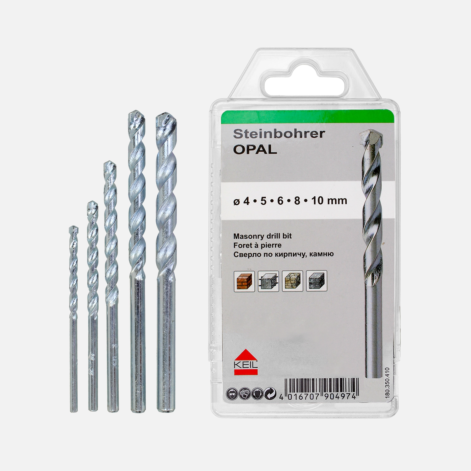 5 tlg. Steinbohrer-Set OPAL - KEIL - Ø = 4 - 5 - 6 - 8 - 10 mm