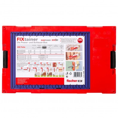 200 tlg. FISCHER FIXtainer - DUOPOWER-DUOTEC + Schrauben-Sortiment 6/8/10mm