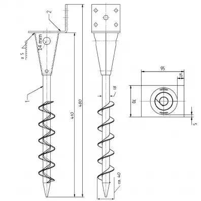 1 L-Pfostenträger für Balken - 90mm, feuerverzinkt, zum Einschrauben 480mm