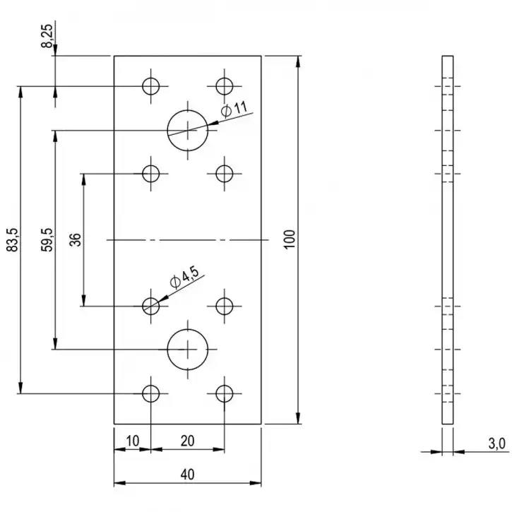100 Standard Flachverbinder feuerverzinkt 100x40x3