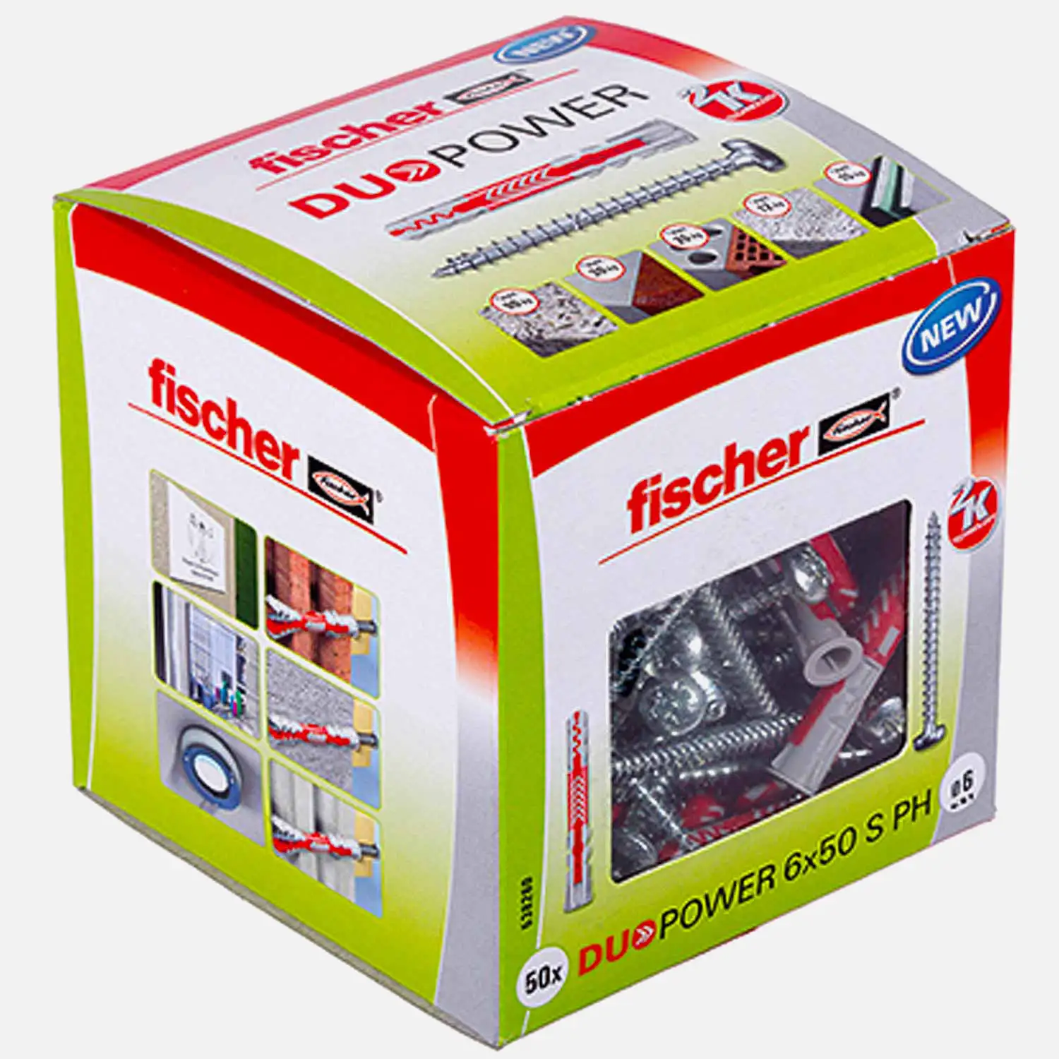 50 FISCHER DUOPOWER Nylon-Dübel - 6x50 mm - mit Pan Head Schrauben