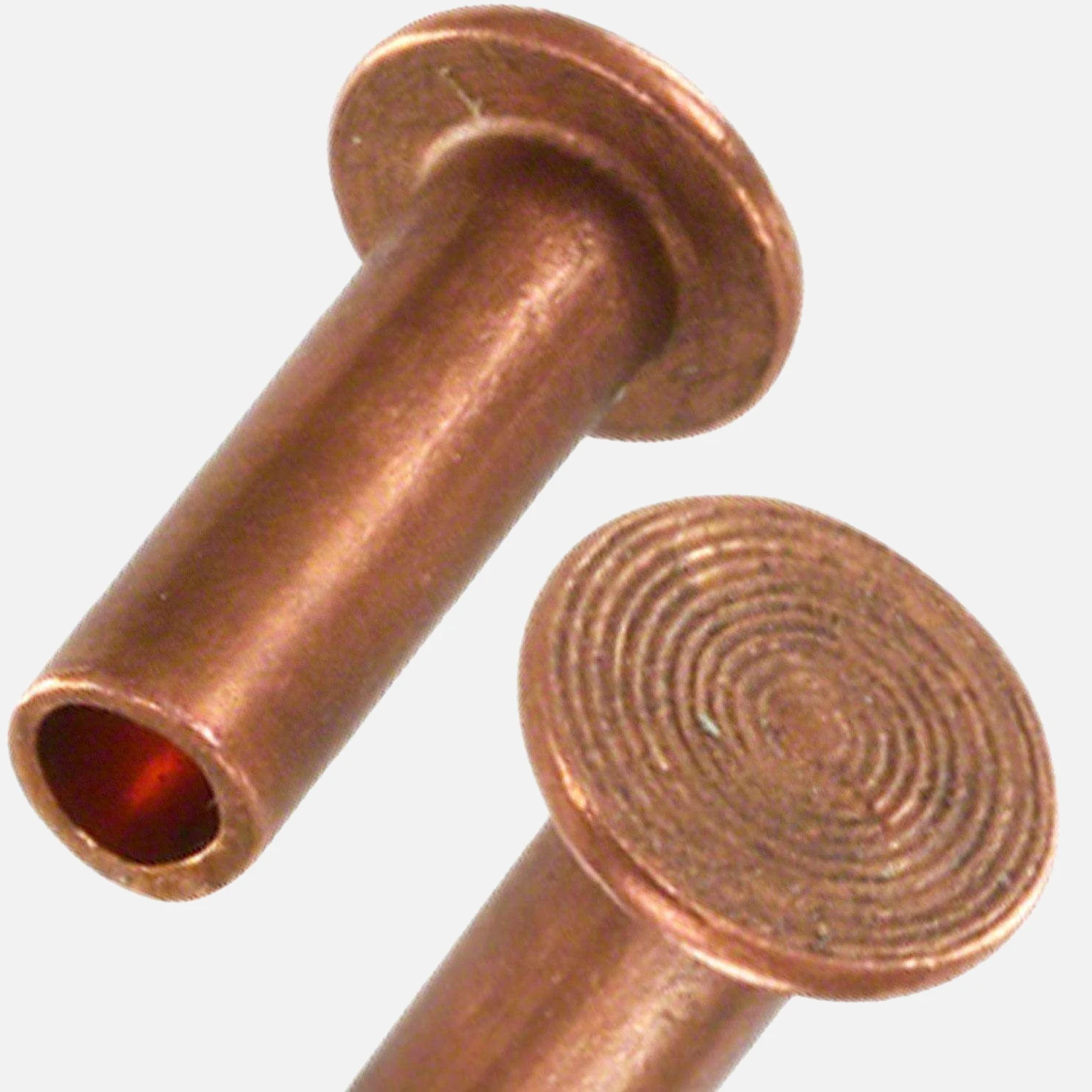 100 Halbhohlnieten 5x12 mm - für Brems- und Kupplungsbeläge - DIN 7338 - Kupfer 