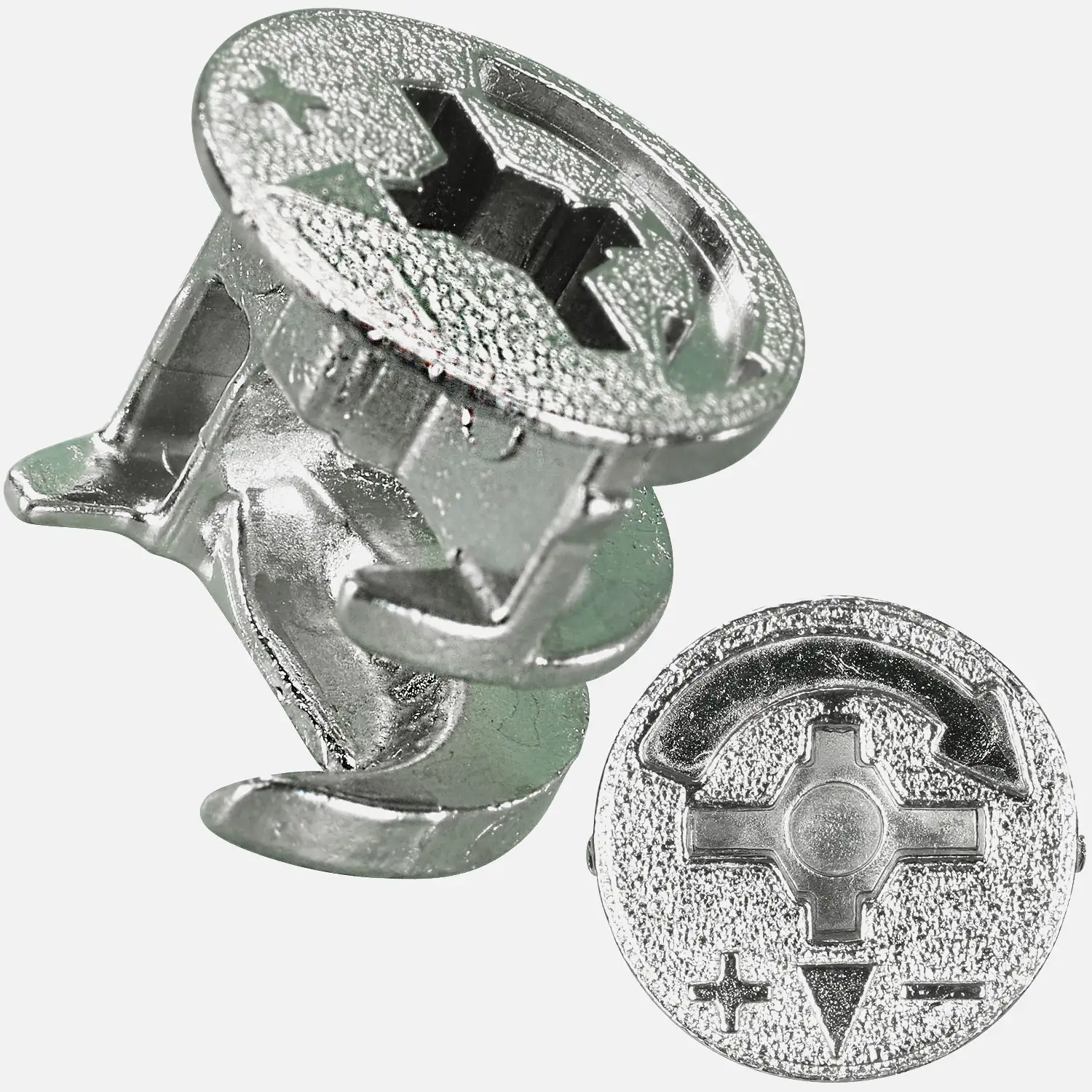 100 Verbindungsbeschläge, Standard IZ 02, D.-15 mm ohne Rand vernickelt für 19 mm