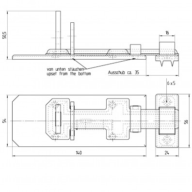 1 Alberts Sicherheits-Schlossriegel 140x55x20 mm - mit flachem Griff - gelb verzinkt