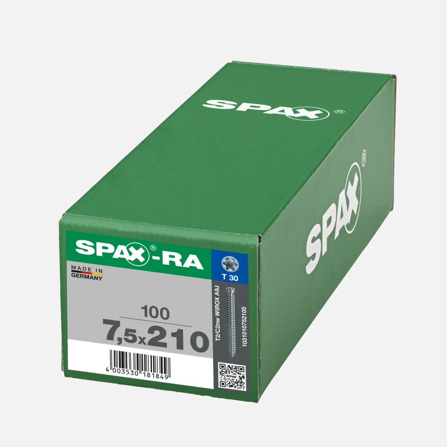 100 SPAX-RA Zyko Fensterrahmenschrauben 7,5x210 mm, verzinkt TX30, Zylinderkopf