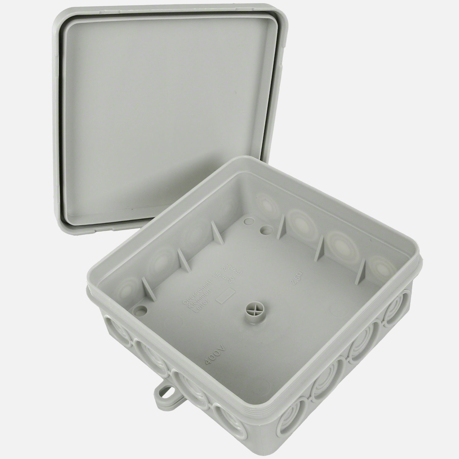 1 VDE-Aufputz Abzweigdose, Verteilerdose, PE, Feuchtraum, IP55, 100 x100 mm