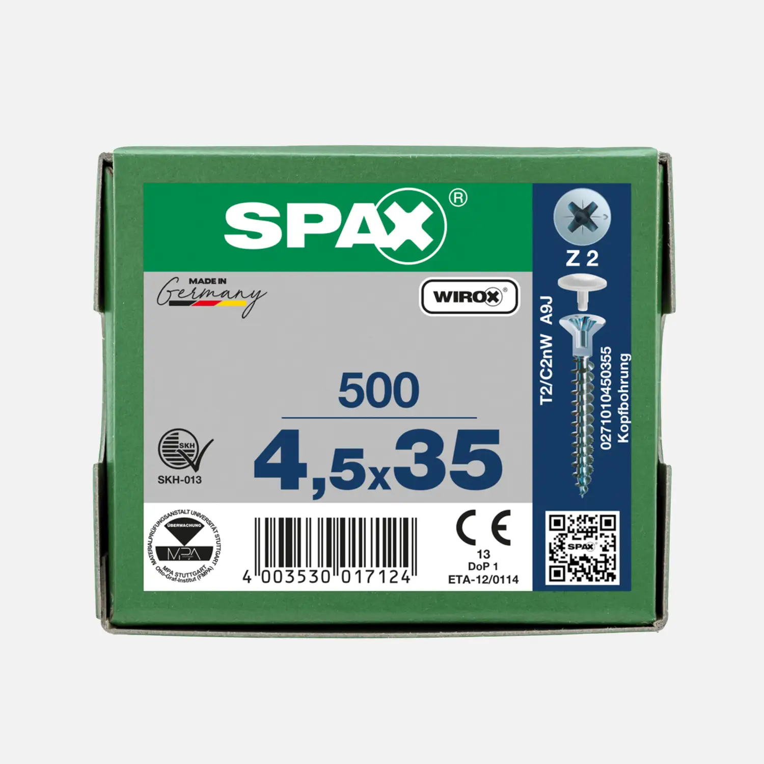 500 SPAX Spanplattenschrauben Senkkopf PZ galvanisch verzinkt 4,5x35