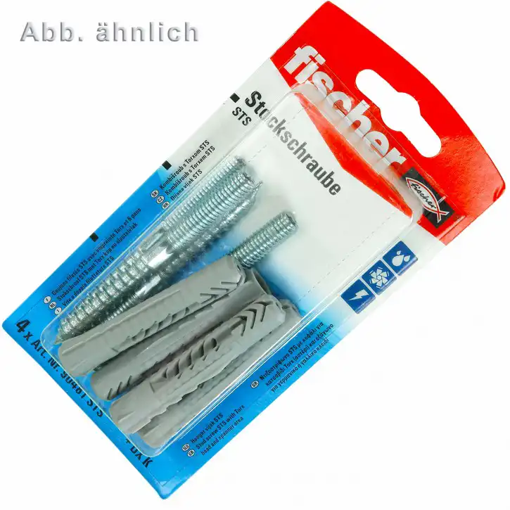 FISCHER Stockschraube | verzinkt | Tor | mit UX Universaldübel | Stahl