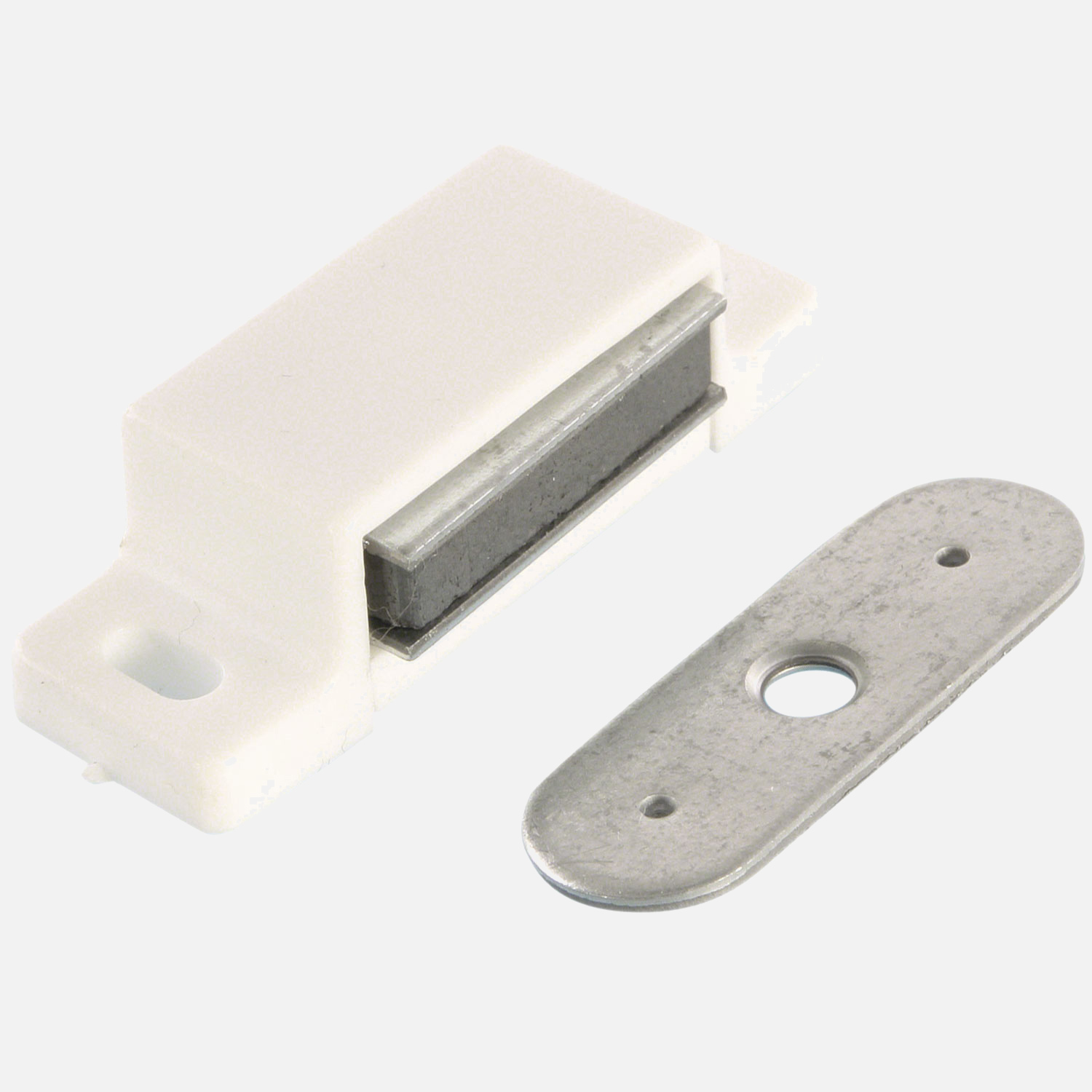 1 HSI Magnetschnäpper - mit fester Platte - weiß - Haftkraft 4kg