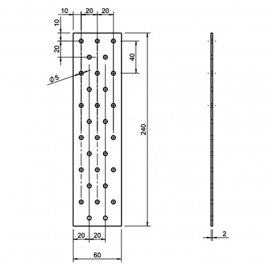 50 Standard Lochbleche feuerverzinkt 60x240x2 mm