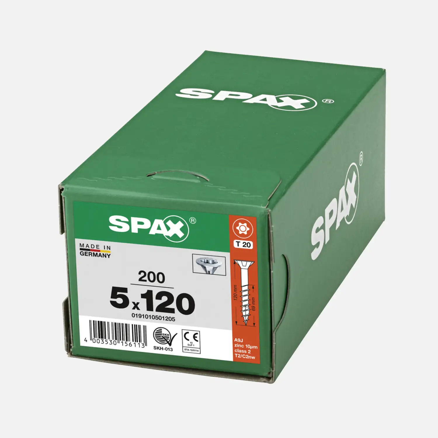 200 SPAX Universalschrauben 5x120mm, verzinkt, T-Star, Senkkopf, Teilgewinde