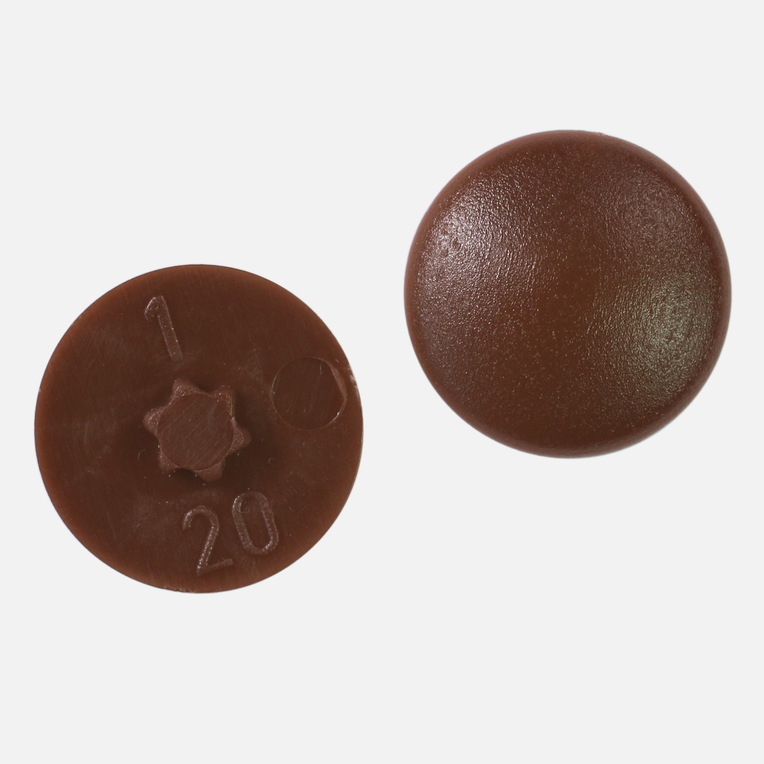 1 Kappe für Senkschraube TX 20 Kappdend. 12 für M4-4,5 nussbraun(RAL 8011)