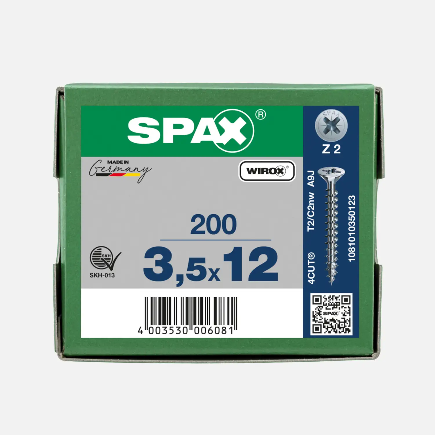 200 SPAX Universalschrauben 3,5x12 mm - verzinkt - PZ - Senkkopf