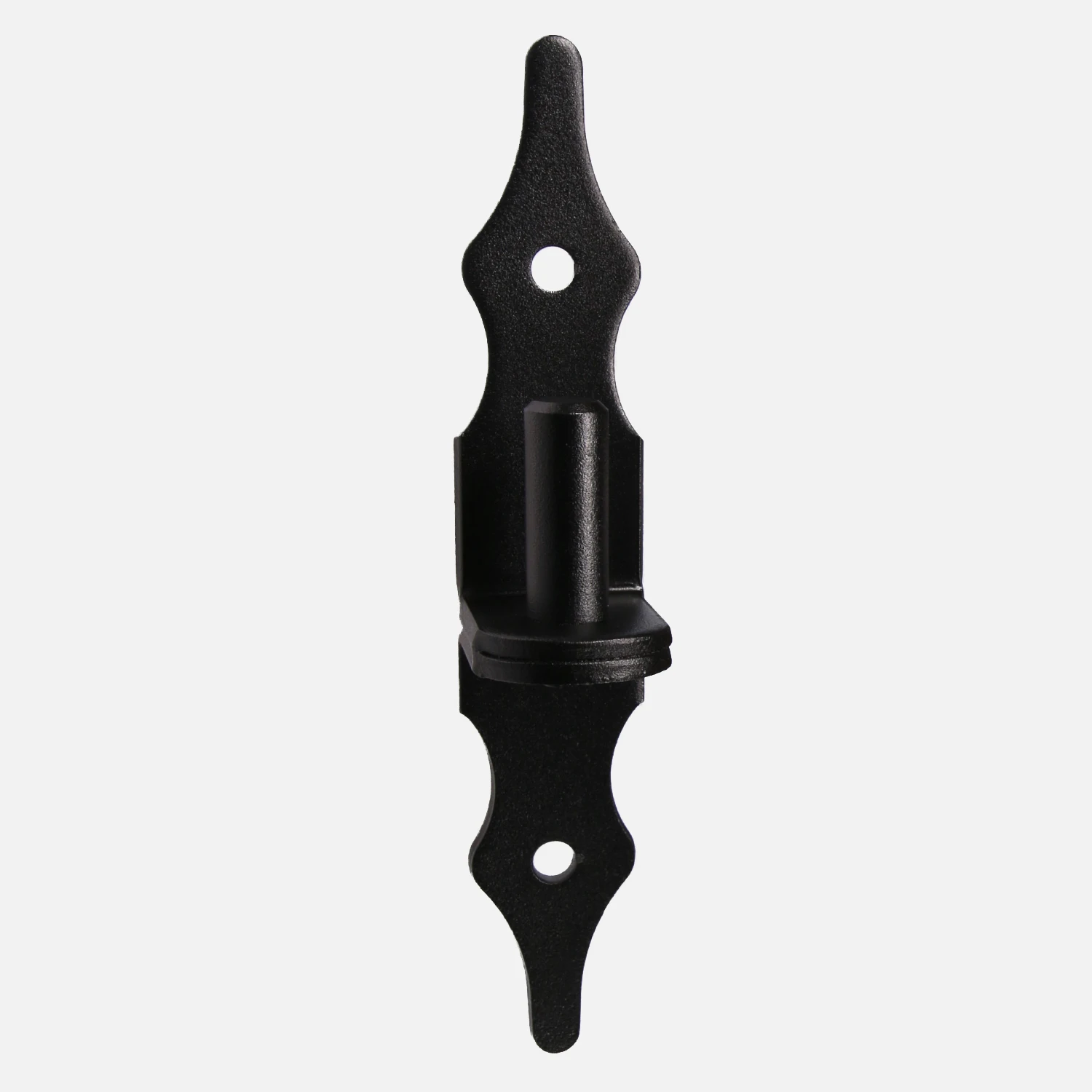 1 Kloben/Plattenscharnierdorn Rustica mit einem 16 x 45 mm Dorn 38 mm Abstand zwischen Montageplatte und Mitte des Zapfens in schwarz 210x38x5 mm