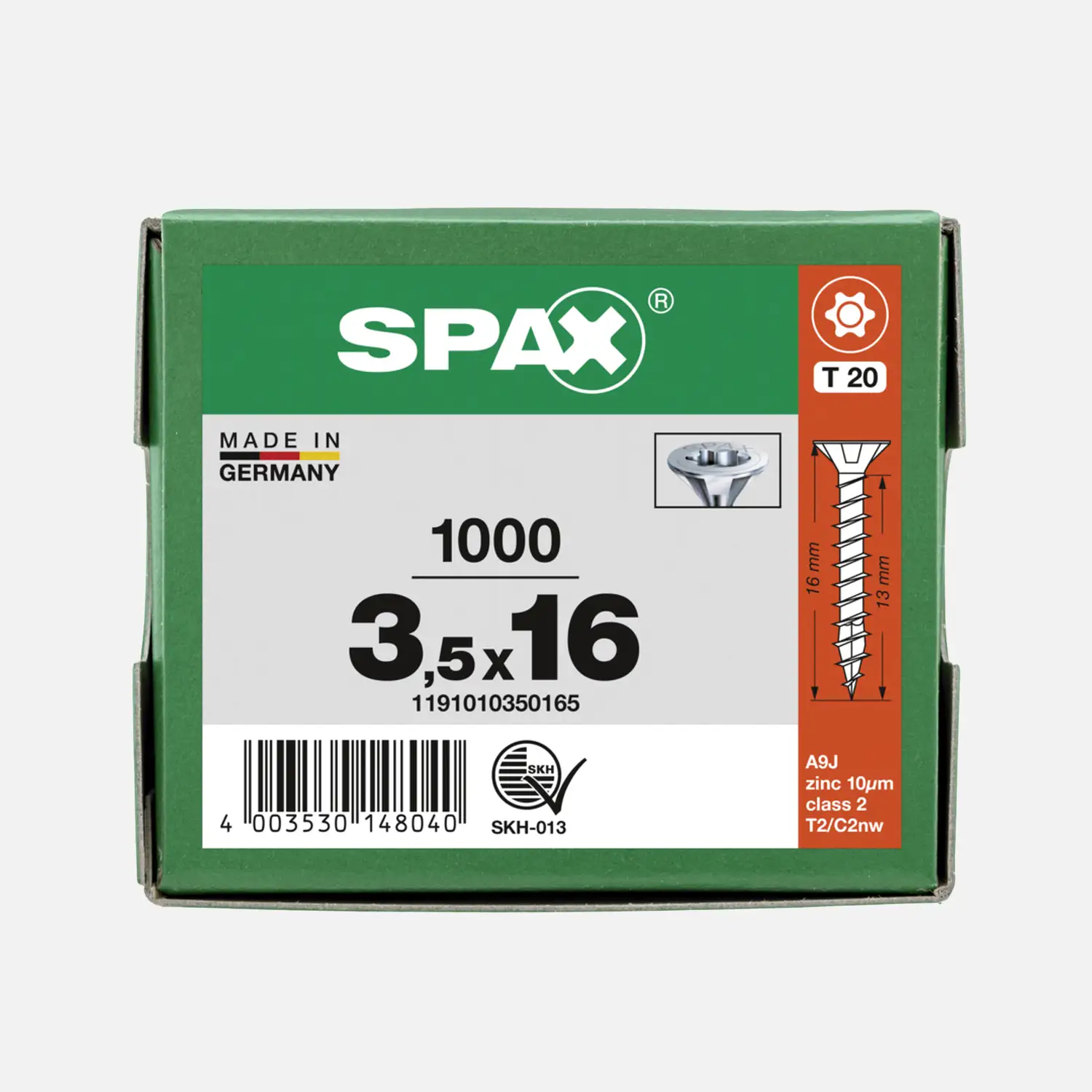 1000 SPAX Spanplattenschrauben Senkkopf Torx galv verzinkt 3,5x16