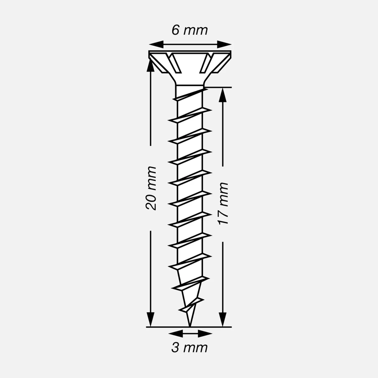 1000 SPAX Universalschrauben 3x20 mm - verzinkt - PZ - Senkkopf