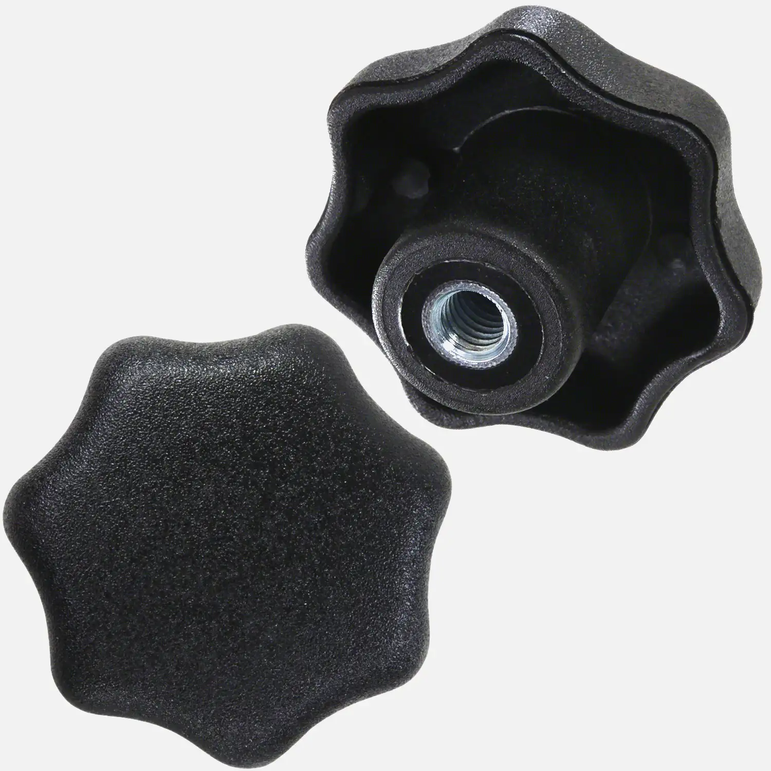 10 Sterngriffe M6, Kunststoff, 40mm Griff-Ø, DIN 6336, verzinkte Gewindebuchse