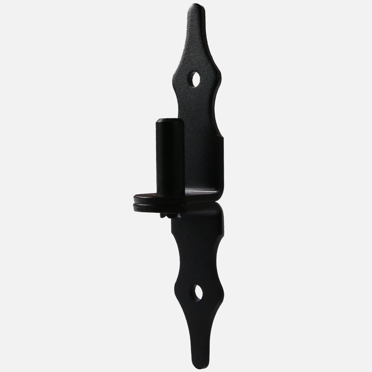 1 Kloben/Plattenscharnierdorn Rustica mit einem 16 x 45 mm Dorn 38 mm Abstand zwischen Montageplatte und Mitte des Zapfens in schwarz 210x38x5 mm