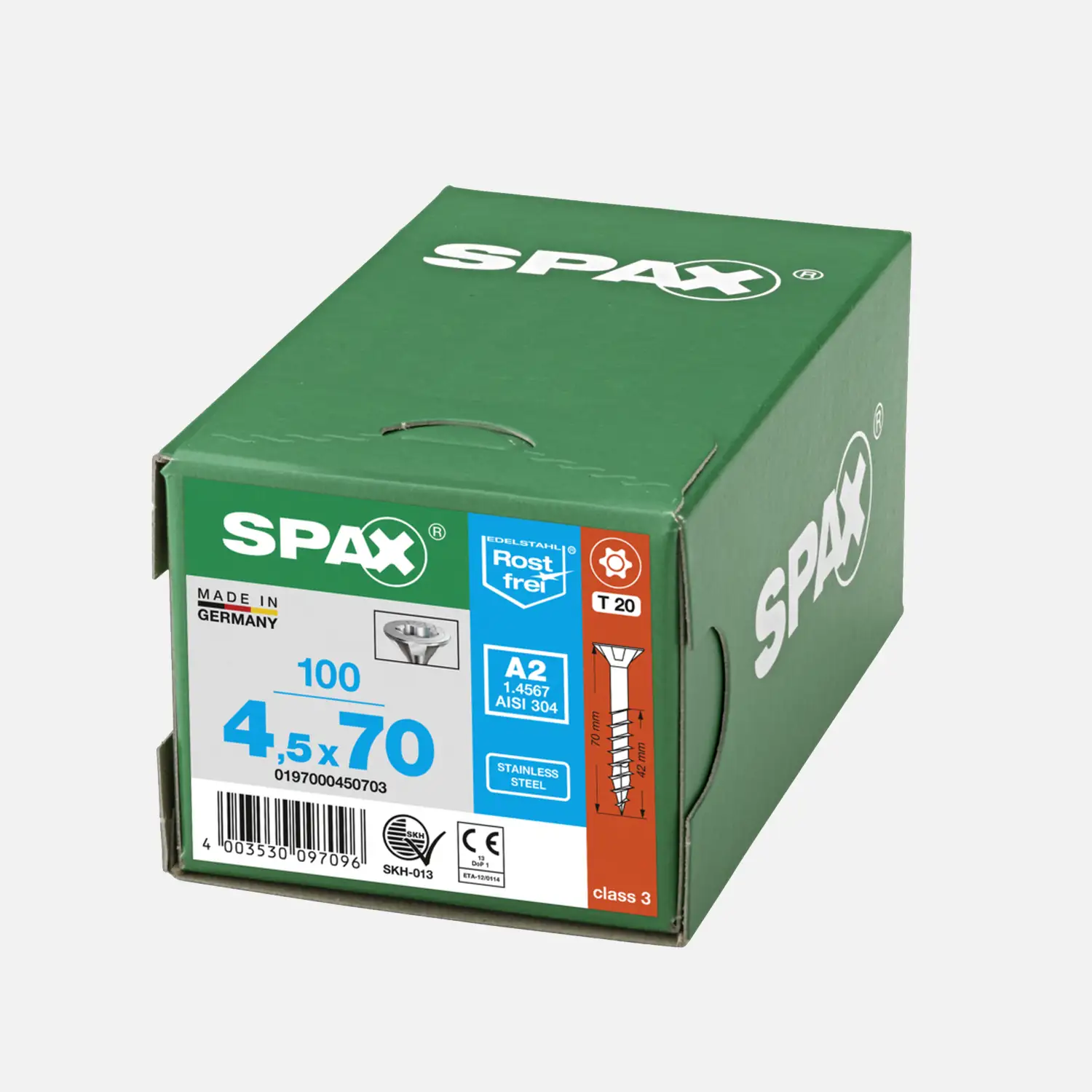 100 SPAX Universalschrauben A2 Senkkopf Torx 4,5x70