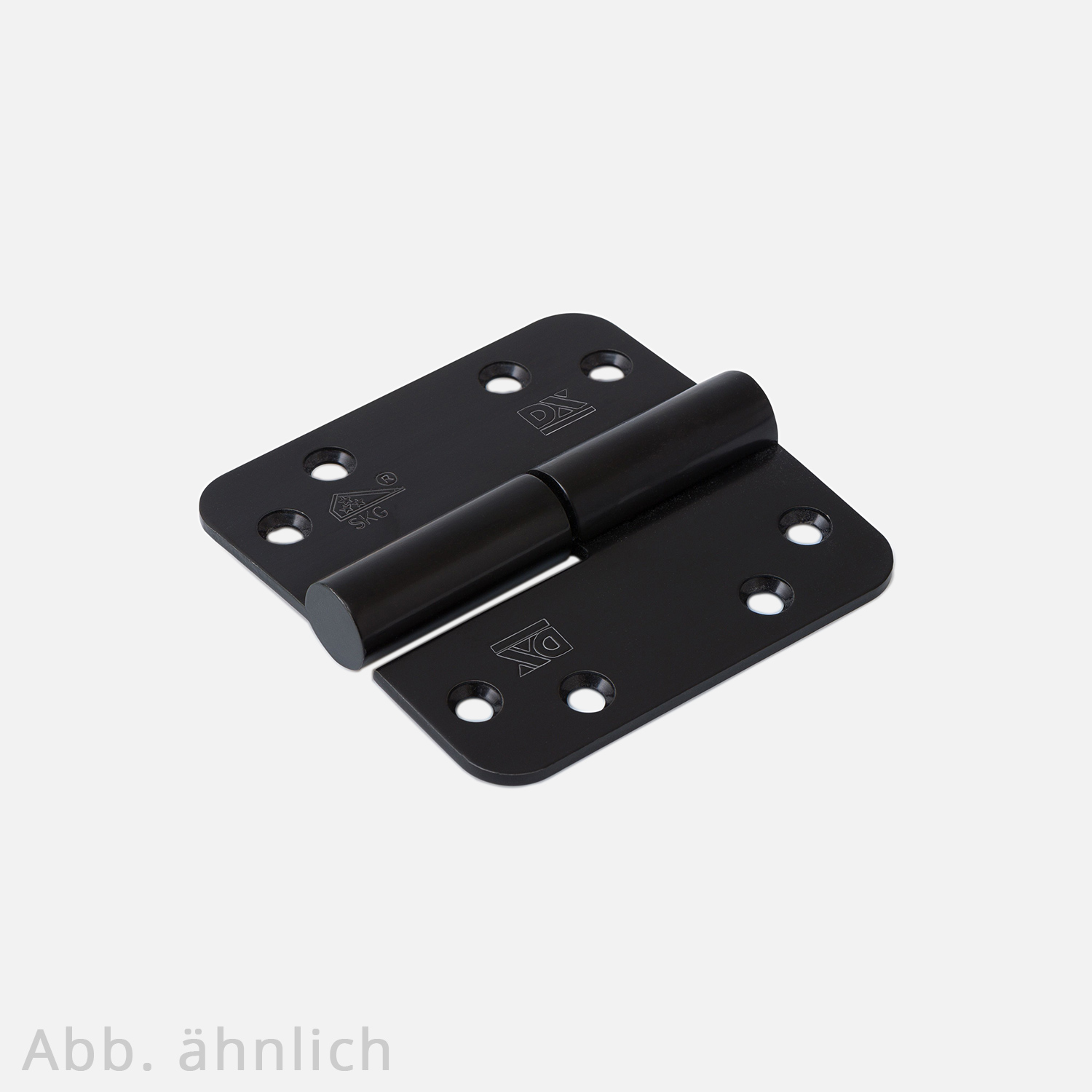 1 Kugelscharnier 89x89mm schwarz mit abgerundeten Ecken, rechte Ausführung