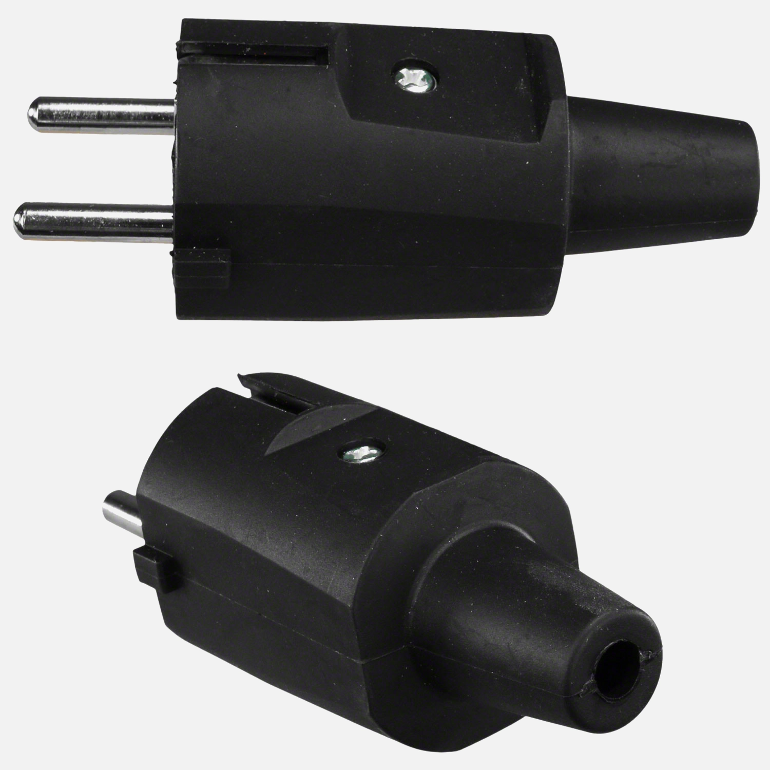 1 Schuko Stecker Gummi ISO-Einsatz schwarz