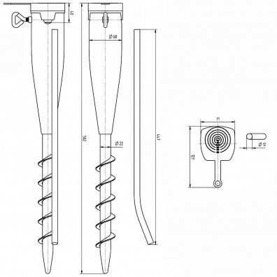 1 Alberts Einschraub-Bodenhülse für Rohre mit 25 - 65 mm Ø - 560mm lang
