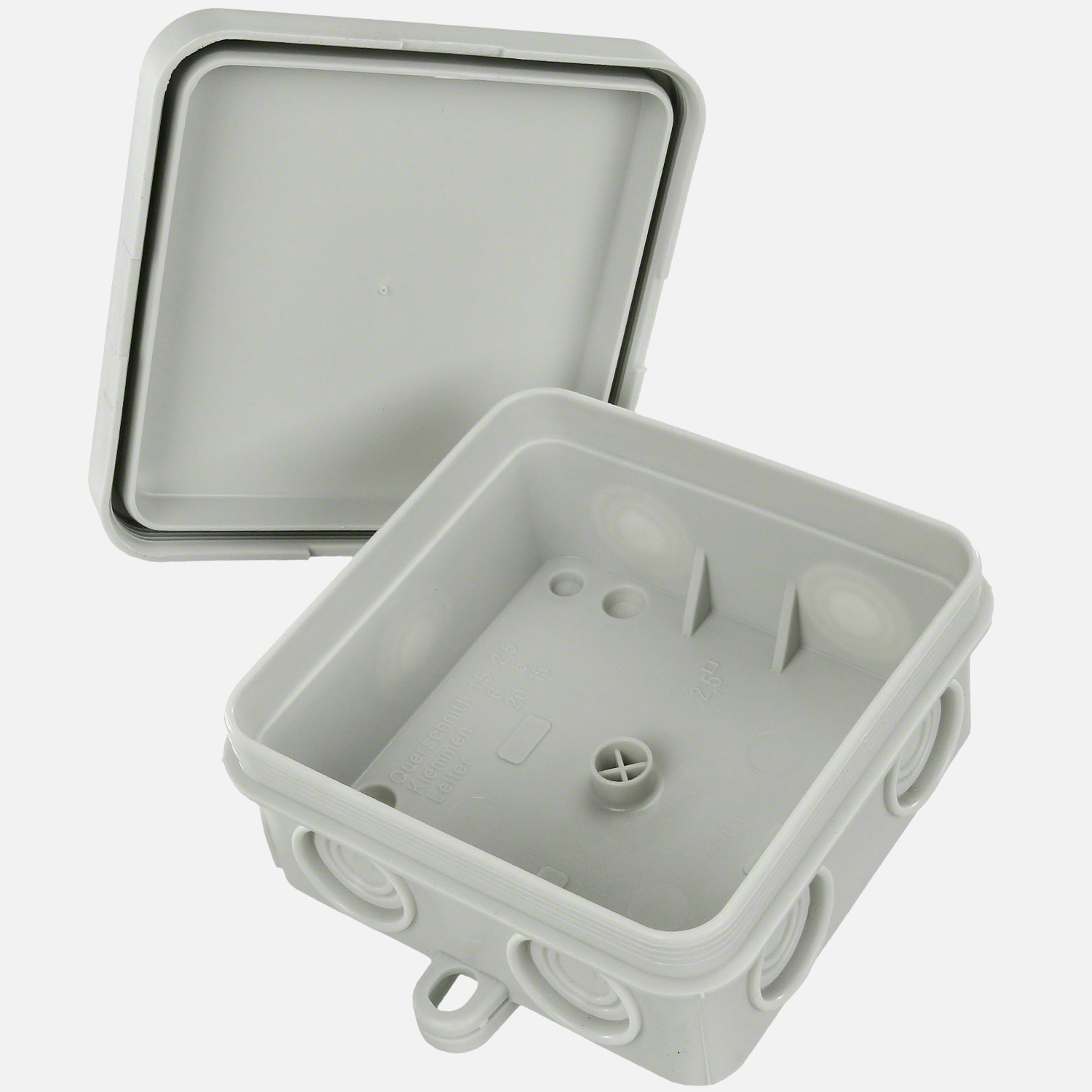 1 VDE-Aufputz Abzweigdose, Verteilerdose, PE, Feuchtraum, IP55, 75x75 mm