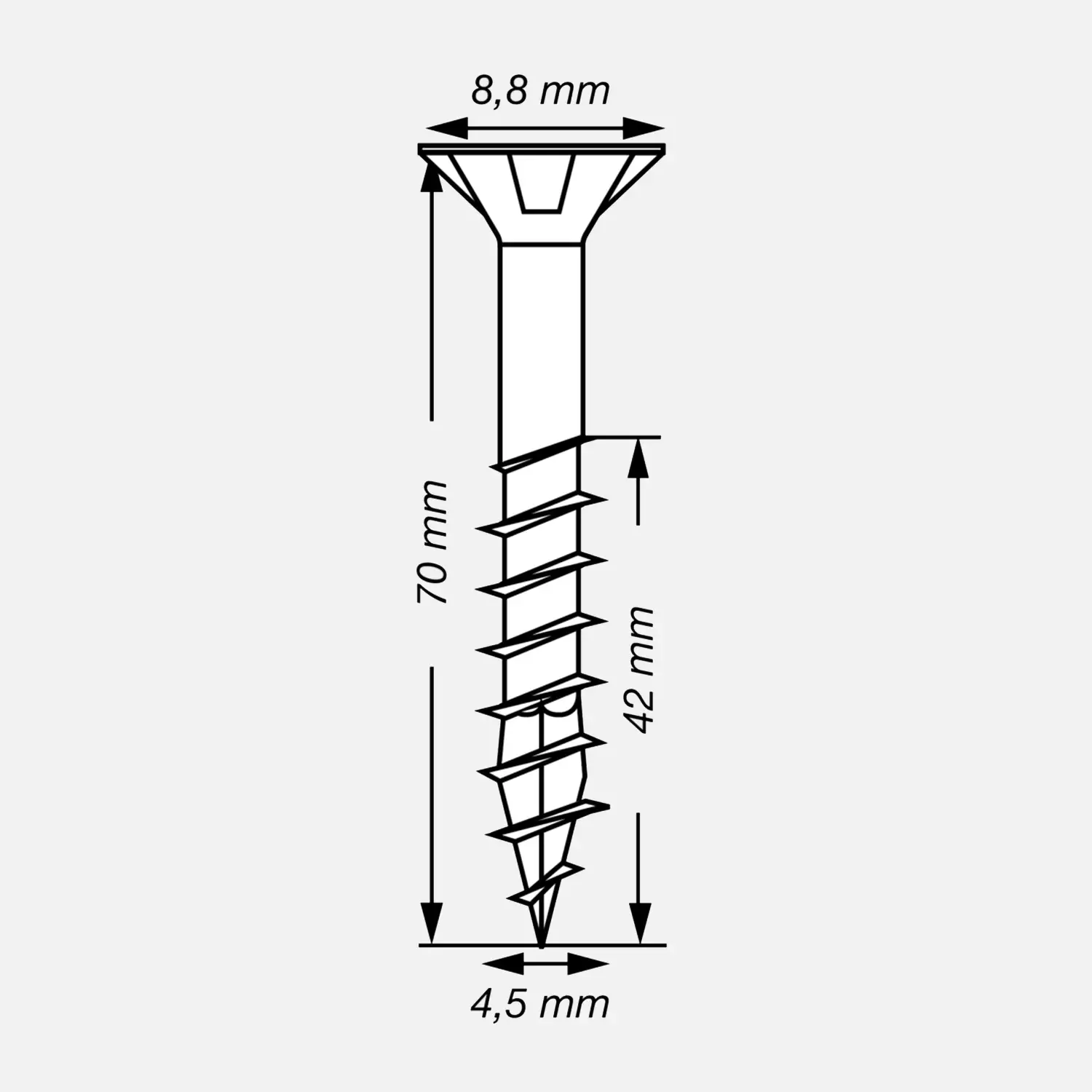 100 SPAX Universalschrauben A2 Senkkopf Torx 4,5x70