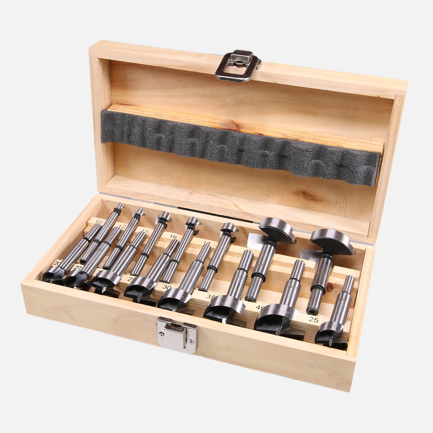 15 teiliges Forstnerbohrer Set DIN 7483 G mit Zentrierspitze und Umfangschneide 10, 12, 15, 16, 18, 20, 22, 25, 26, 28, 30, 35, 40, 45, 50mm