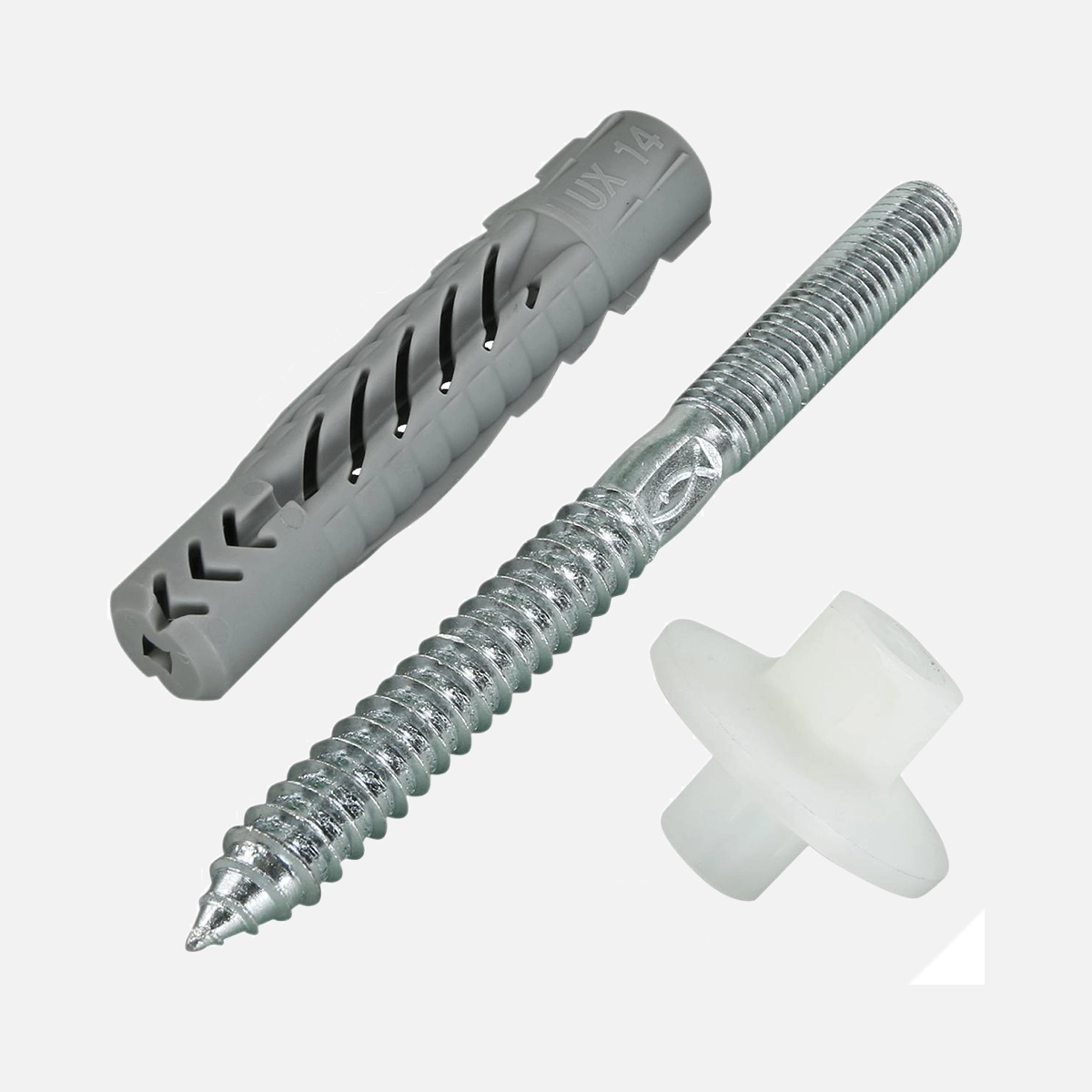 6 tlg. FISCHER Waschtisch- und Urinalbefestigung WD mit Universaldübel UX 14, Schrauben 10x120 mm und Bundmuttern