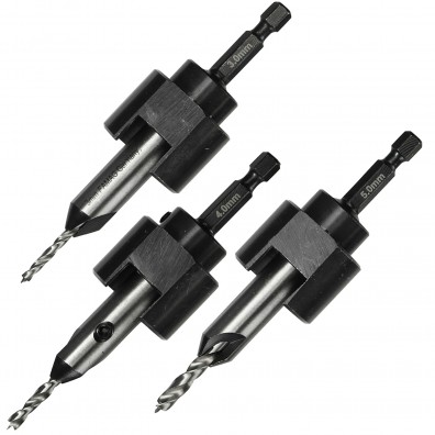 9 tlg FAMAG Bohrer,Senker und Tiefenanschlagsatz für 3,4,5 mm, drehgelagert