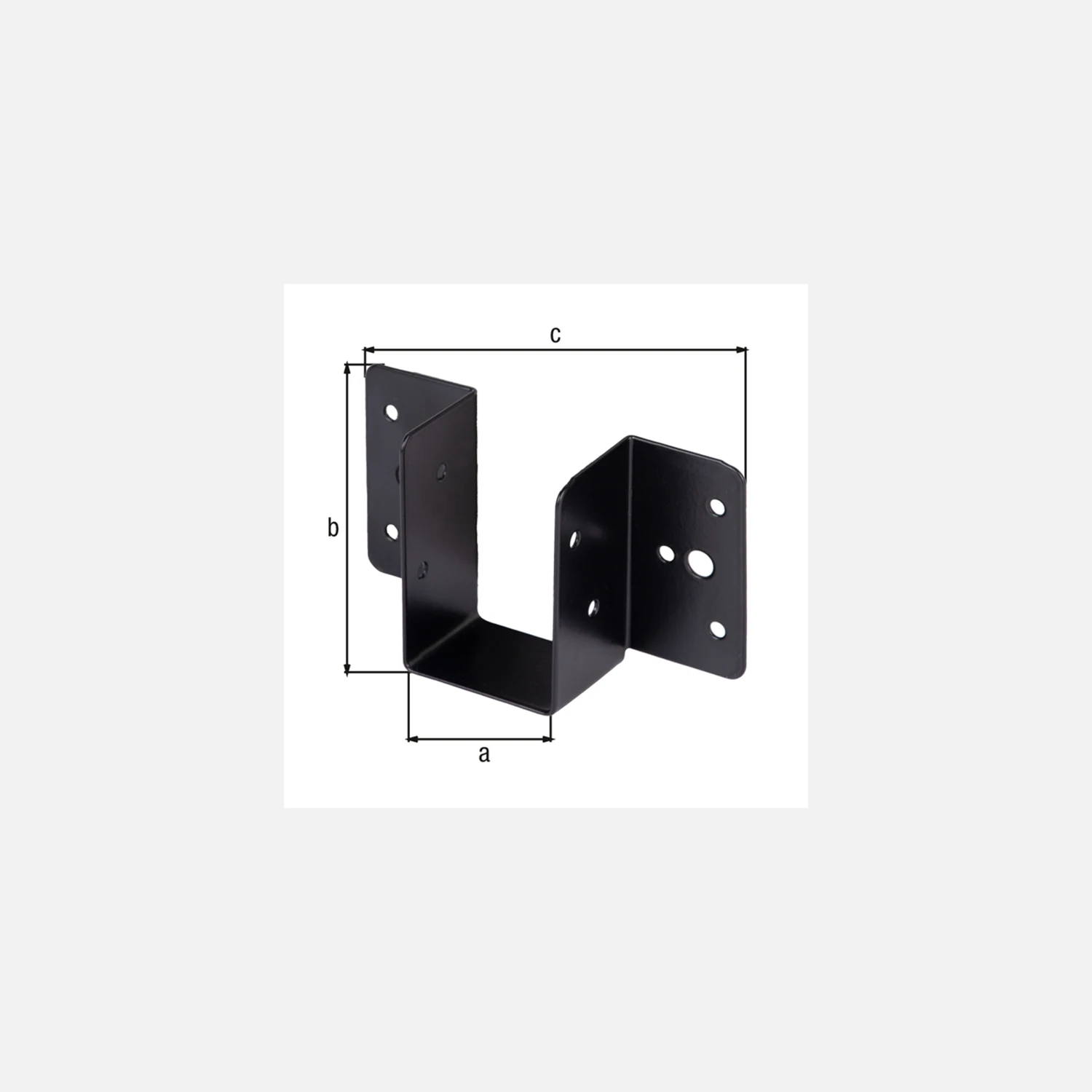 1 Alberts Balkenschuh leicht - schwarz - kunststoffbeschichtet - 51 x 61 mm