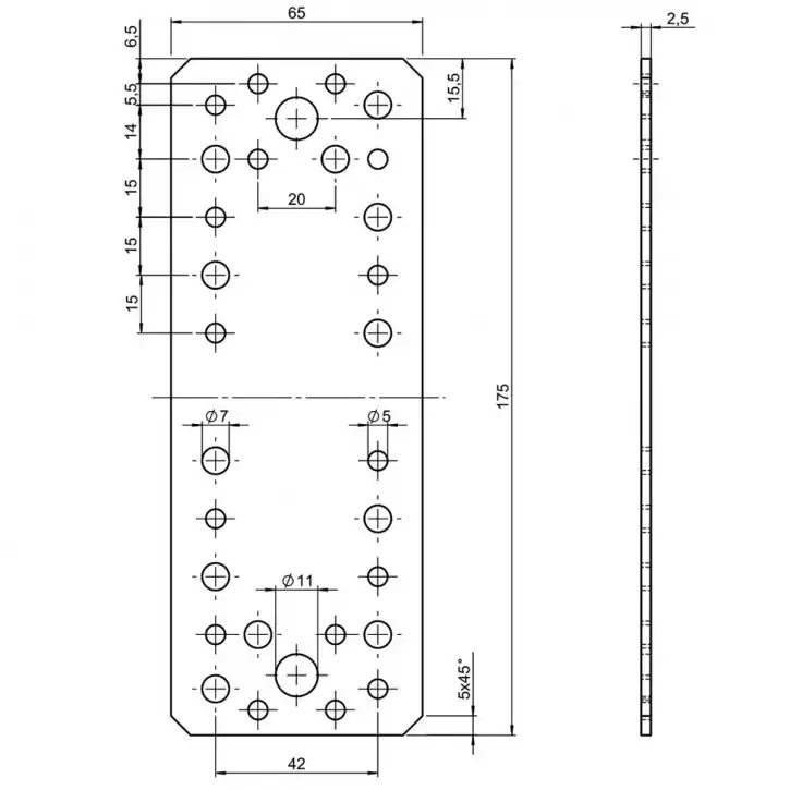 50 Standard Flachverbinder feuerverzinkt 175x65x2,5